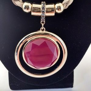 INC Braided Synthetic Suede With Pink Pendant